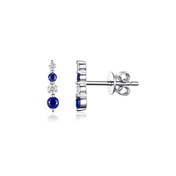 14K Blue Sapphires In Line Earrings by Luvente Goldmart Jewelers Redding, CA