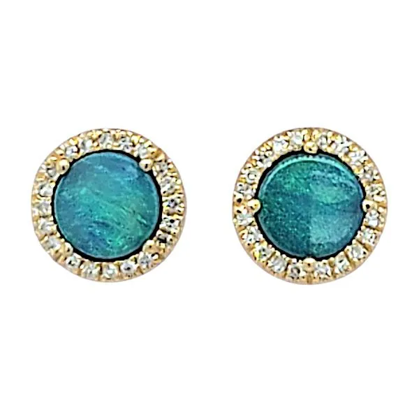 14K Opals Button Halo Earrings by Luvente Image 2 Goldmart Jewelers Redding, CA