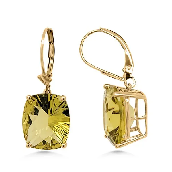 14K Fantasy Cut Lemon Quartz Earrings - Estate Goldmart Jewelers Redding, CA