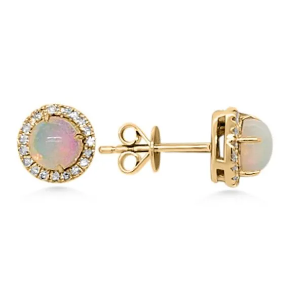 14K Ethiopian Opal Halo Button Earrings – GM Signature Goldmart Jewelers Redding, CA