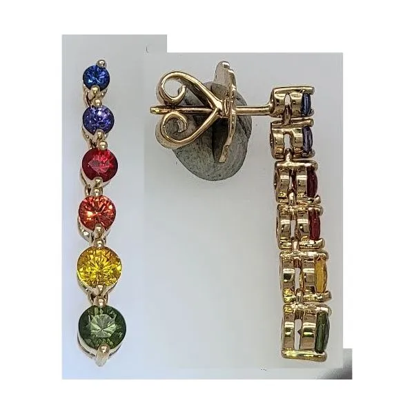 14K Multi-Colored Sapphires & Rubies Earrings (Estate) Image 2 Goldmart Jewelers Redding, CA