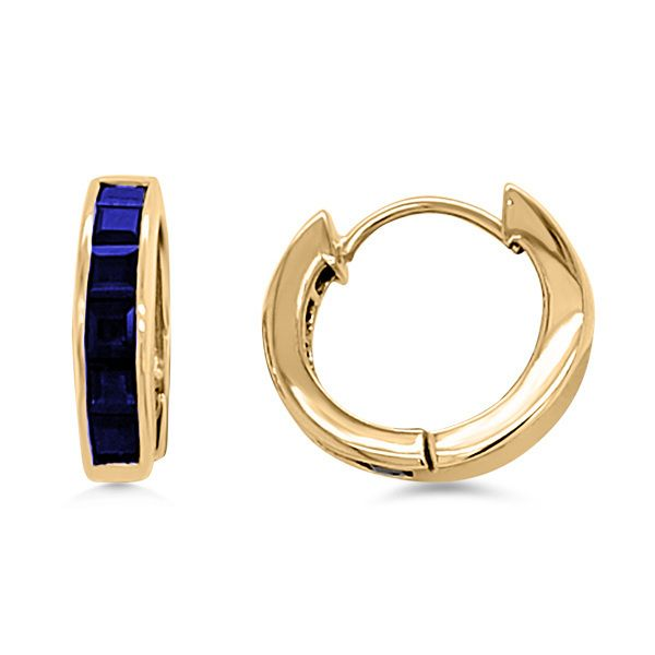 14K Mid-century Modern Blue Sapphires Earrings - Estate Goldmart Jewelers Redding, CA