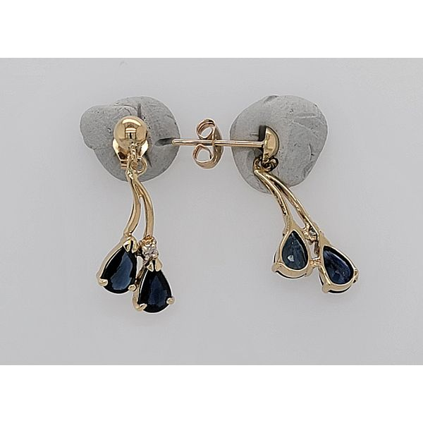 14K Pear Blue Sapphires Dangle Earrings (Estate) Goldmart Jewelers Redding, CA