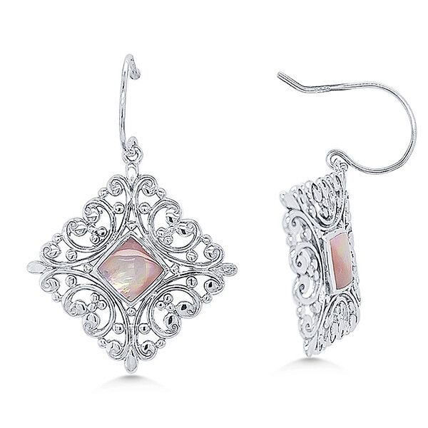 SS Pink Mother of Pearl Filigree Dangle Earrings by Kabana Goldmart Jewelers Redding, CA