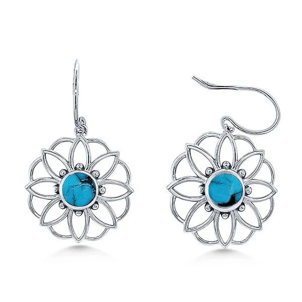SS Kingman Turquoise Flower Dangle Earrings by Kabana Goldmart Jewelers Redding, CA