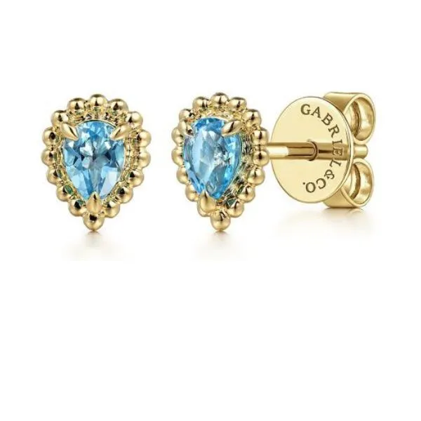 14K Swiss Blue Topaz Bujukan Earrings by Gabriel Goldmart Jewelers Redding, CA