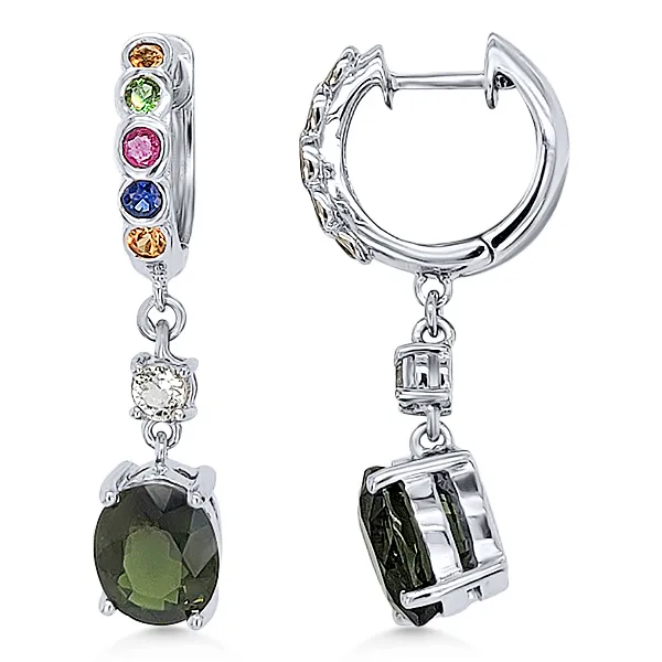 14K Various Gems Small Hoop Dangle Earrings - Estate Goldmart Jewelers Redding, CA
