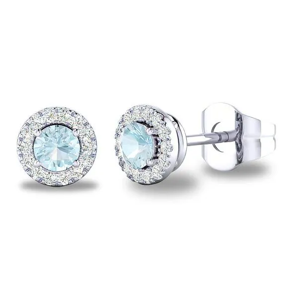 14K Aquamarine & Halo Button Earrings by Costar Goldmart Jewelers Redding, CA