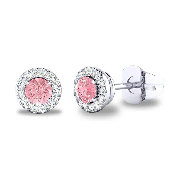 14K Pink Tourmaline & Halo Button Earrings by Costar Goldmart Jewelers Redding, CA