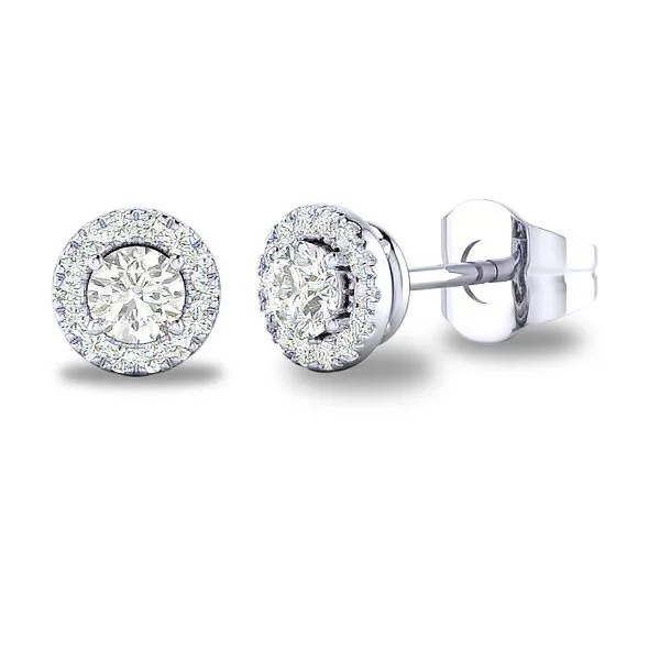14K White Sapphire & Halo Button Earrings by Costar Goldmart Jewelers Redding, CA