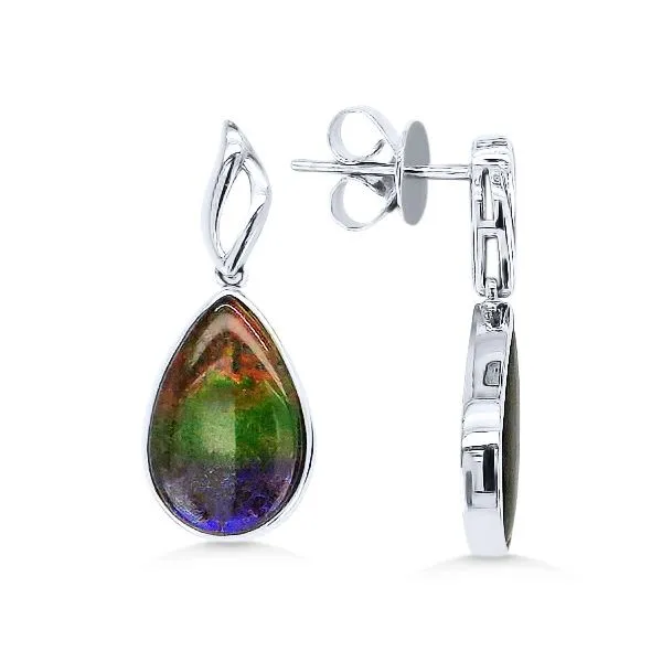 18K Pear Ammolite Dangle Earrings - Estate Goldmart Jewelers Redding, CA