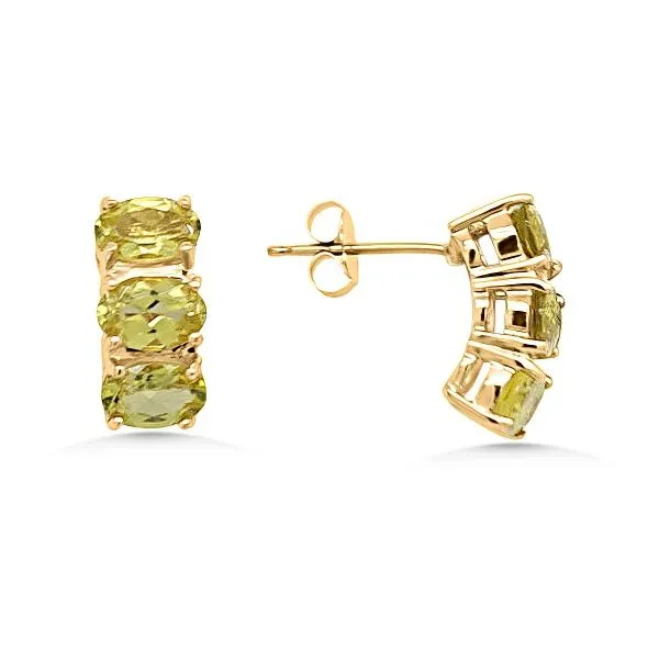 14K  three gem Peridot Earrings - Estate Goldmart Jewelers Redding, CA