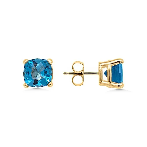 14K Blue Topaz Button Earrings - GM Goldmart Jewelers Redding, CA