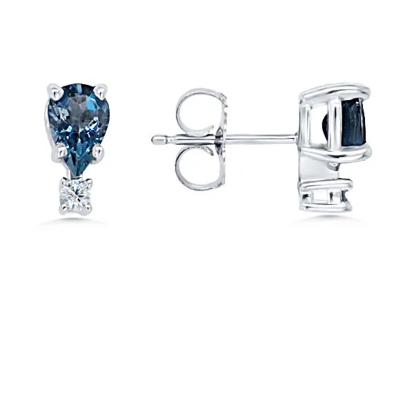 14K Aquamarine and Diamond Earrings - Goldmart Goldmart Jewelers Redding, CA