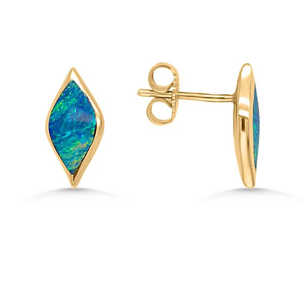18K Australian Opals Stud Earrings - Estate Goldmart Jewelers Redding, CA