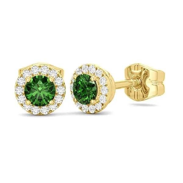14K Emerald & Halo Button Earrings by Costar Goldmart Jewelers Redding, CA