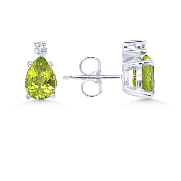 14K Peridot & Diamond Button Earrings - GM Goldmart Jewelers Redding, CA