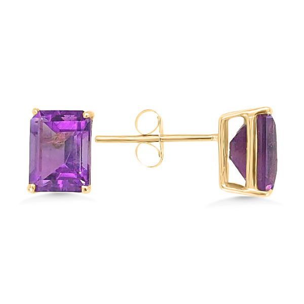 14K Emerald Amethyst Stud Earrings - Estate Goldmart Jewelers Redding, CA