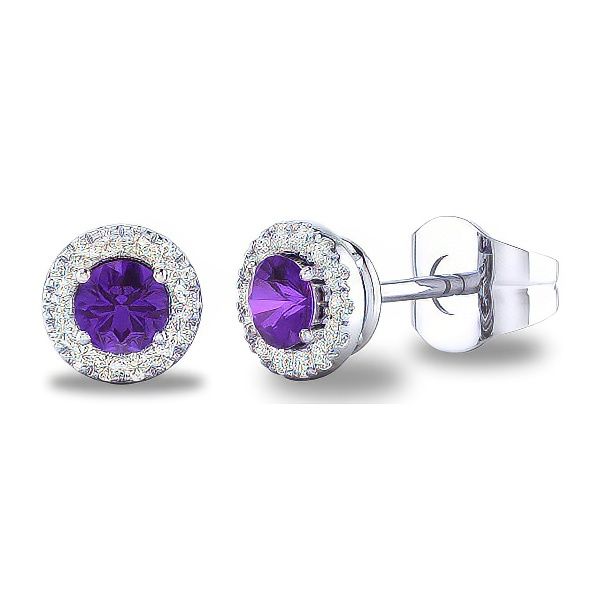 14K Amethysts & Halo Button Earrings by Costar Goldmart Jewelers Redding, CA