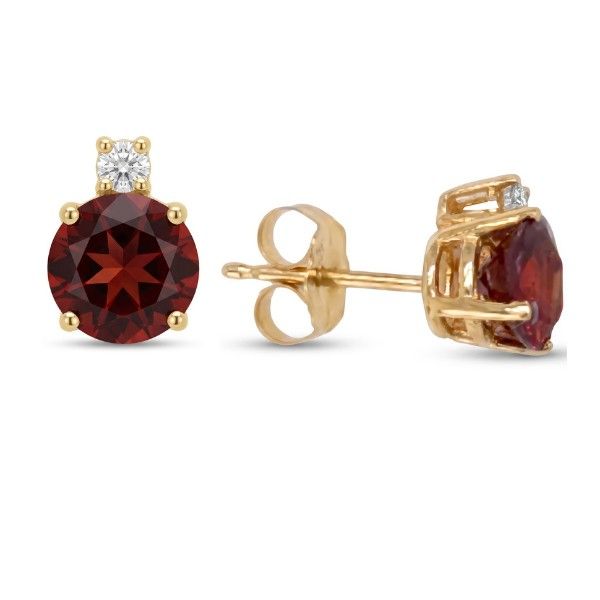 14K Yellow Gold Estate Garnet Stud Earrings Goldmart Jewelers Redding, CA