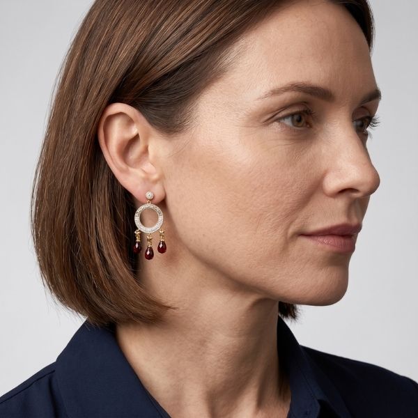14K Yellow Gold Estate Fantasy Garnet Dangle Earrings Image 2 Goldmart Jewelers Redding, CA