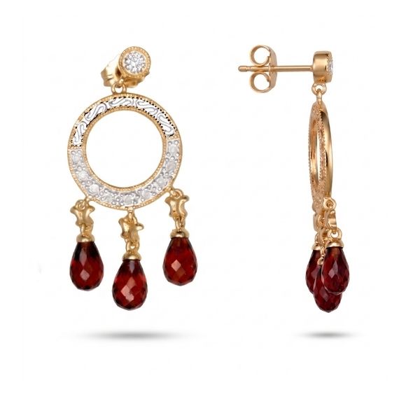 14K Yellow Gold Estate Fantasy Garnet Dangle Earrings Goldmart Jewelers Redding, CA