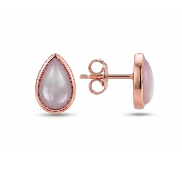 14K Rose Gold Estate Pink Mother of Pearl Earrings Goldmart Jewelers Redding, CA