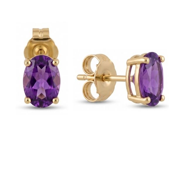 14K Yellow Gold Estate Oval Amethyst Earrings Goldmart Jewelers Redding, CA