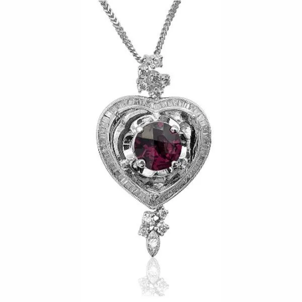 Rhodolite Garnet, Retro Era 18K Heart Pendant (Estate) Goldmart Jewelers Redding, CA