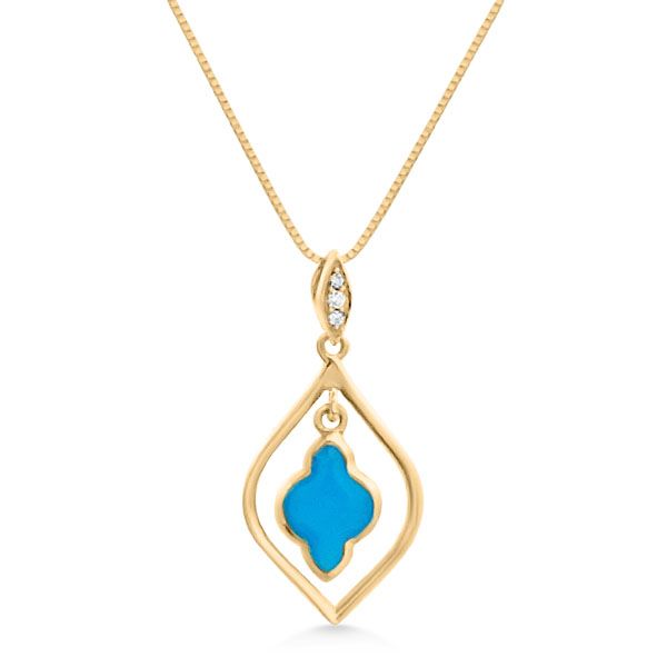 14K Free Form Sleeping Beauty Turquoise Pendant by Kabana Goldmart Jewelers Redding, CA