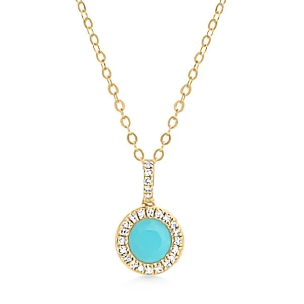 14K Turquoise Halo Pendant by Luvente Goldmart Jewelers Redding, CA