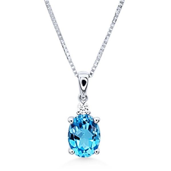 14K Blue Topaz & Diamond Drop Pendant – Goldmart Signature Goldmart Jewelers Redding, CA