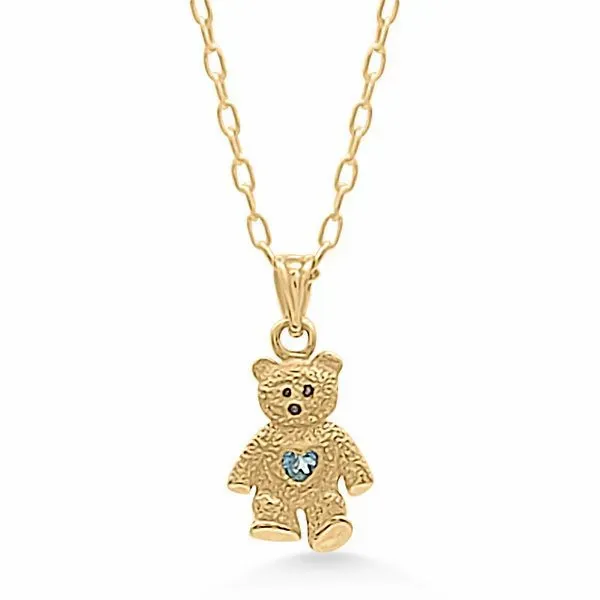 Teddy Bear, Retro Era 14K Pendant w/Blue Topaz (Estate) Goldmart Jewelers Redding, CA