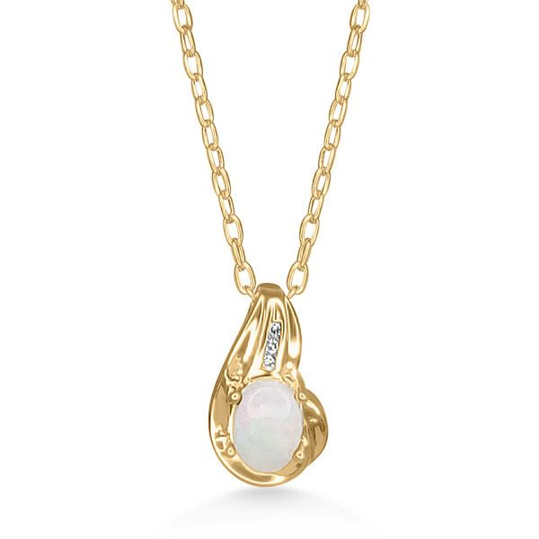 14K Mid-century Modern Opal Pendant - Estate Goldmart Jewelers Redding, CA