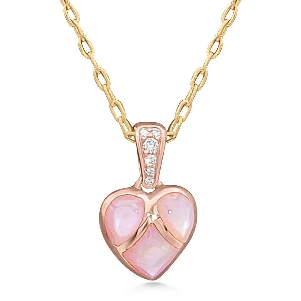 14K Pink Mother of Pearl Inlay Heart Pendant by Kabana Goldmart Jewelers Redding, CA