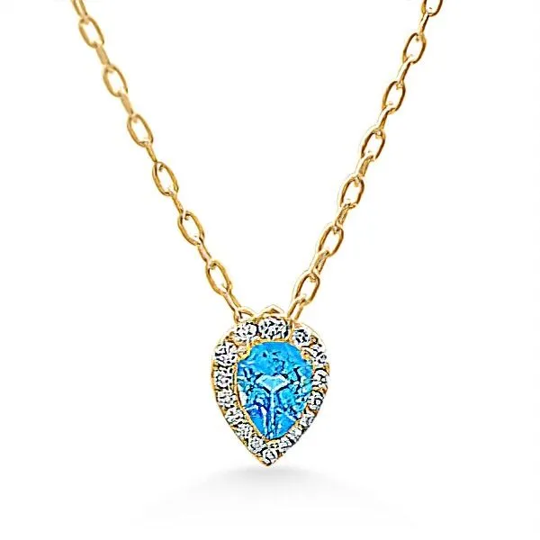 14K Blue Topaz & Diamond Halo Pendant – GM Signature Goldmart Jewelers Redding, CA