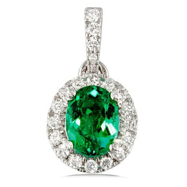 18K Emeralds Drop Halo Earrings by Eichhorn Goldmart Jewelers Redding, CA