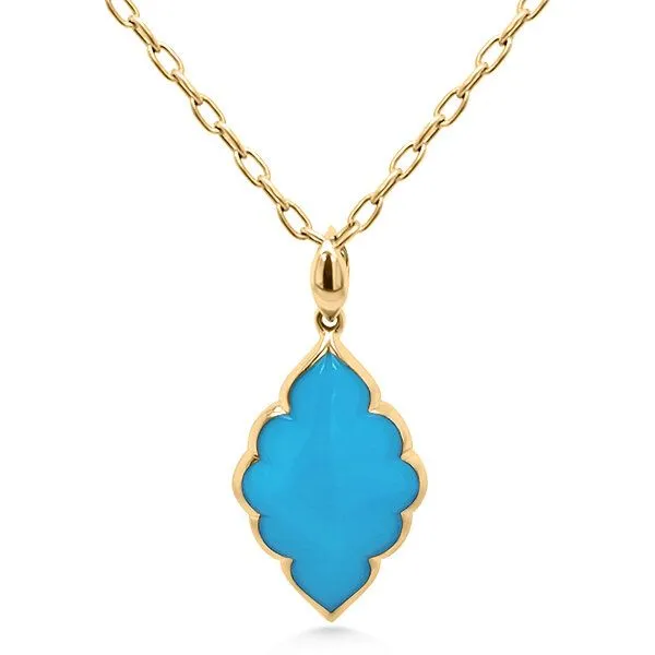 14K Fancy Cut Turquoise Pendant by Kabana Goldmart Jewelers Redding, CA