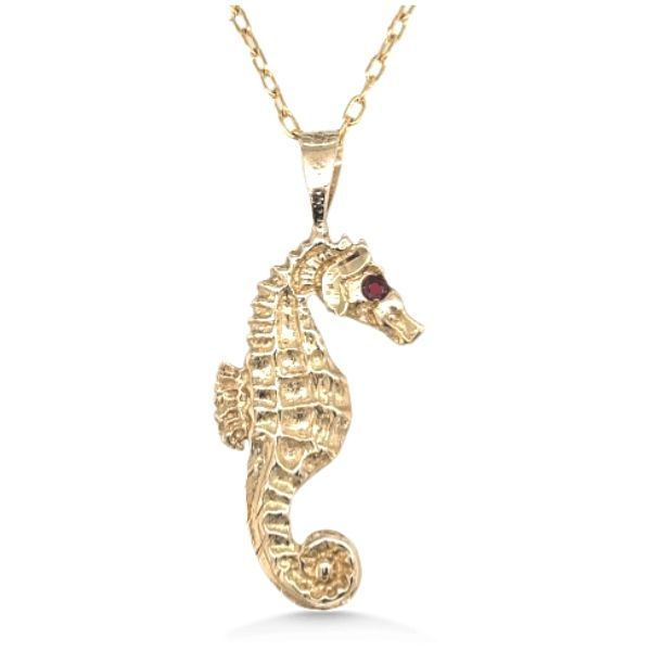14K Seahorse Pendant w/Ruby - Estate Image 2 Goldmart Jewelers Redding, CA