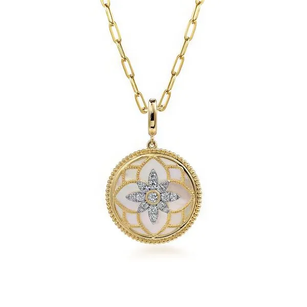 14K Bujukan Diamond & Mother of Pearl Pendant by Gabriel Goldmart Jewelers Redding, CA