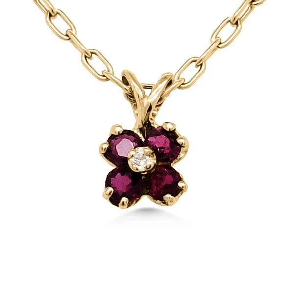 14K Ruby Flower Pendant (Estate) Goldmart Jewelers Redding, CA