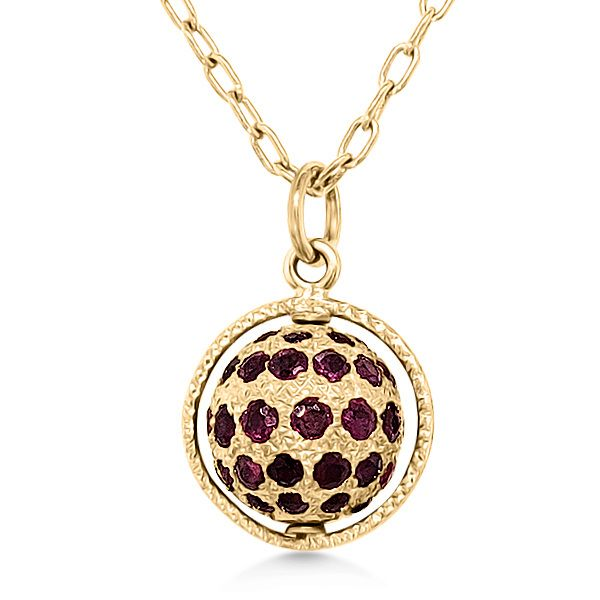 14K Ruby Spinning Ball Pendant - Estate Goldmart Jewelers Redding, CA