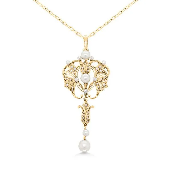 15K British Art Nouveau Pearl Pendant - Estate Goldmart Jewelers Redding, CA