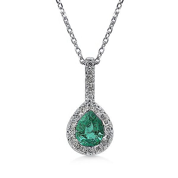 14K Emerald Drop Halo Pendant – GM Signature Goldmart Jewelers Redding, CA