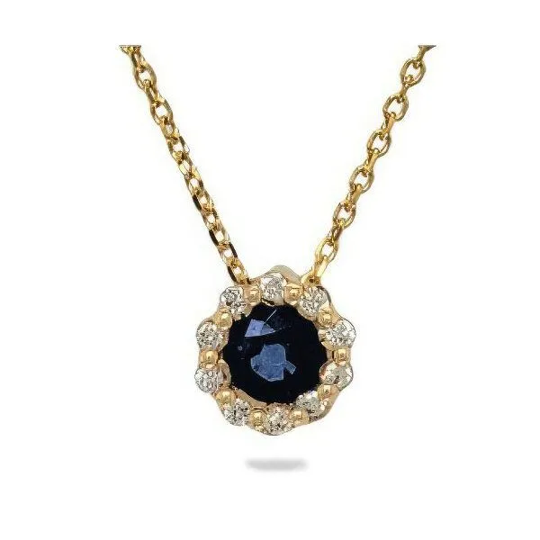 14K Blue Sapphire Drop Halo Pendant – GM Signature Goldmart Jewelers Redding, CA