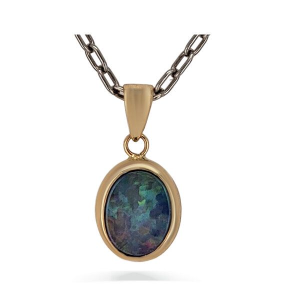 14K Australian Opal Doublet Drop Pendant – GM Goldmart Jewelers Redding, CA