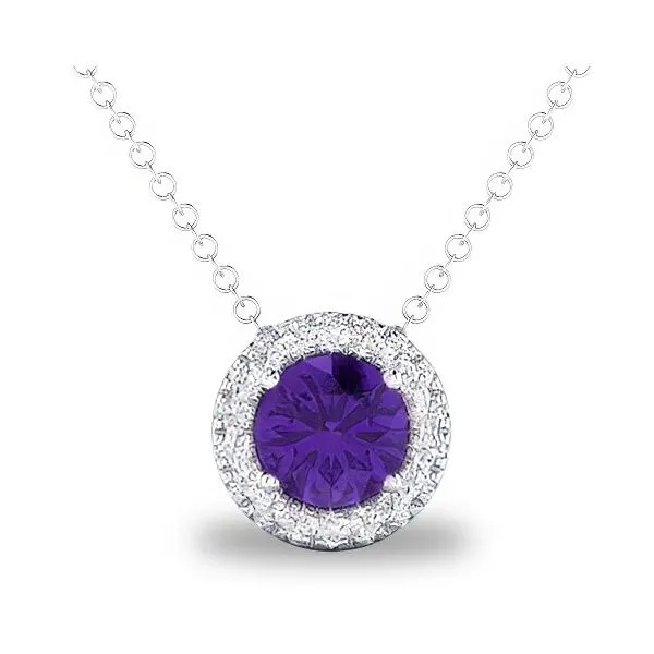 14K 18” Amethyst & Halo Button Pendant by Costar Goldmart Jewelers Redding, CA