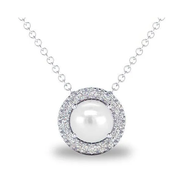 14K 18” FW Pearl & Halo Button Pendant by Costar Goldmart Jewelers Redding, CA