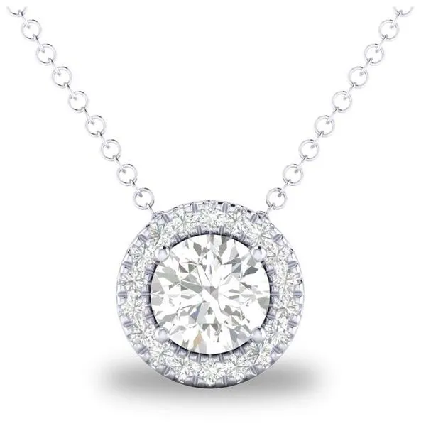 14K 18” White Sapphire & Halo Button Pendant by Costar Goldmart Jewelers Redding, CA