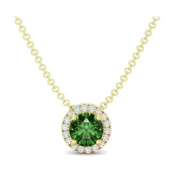 14K 18” Emerald & Halo Button Pendant by Costar Goldmart Jewelers Redding, CA